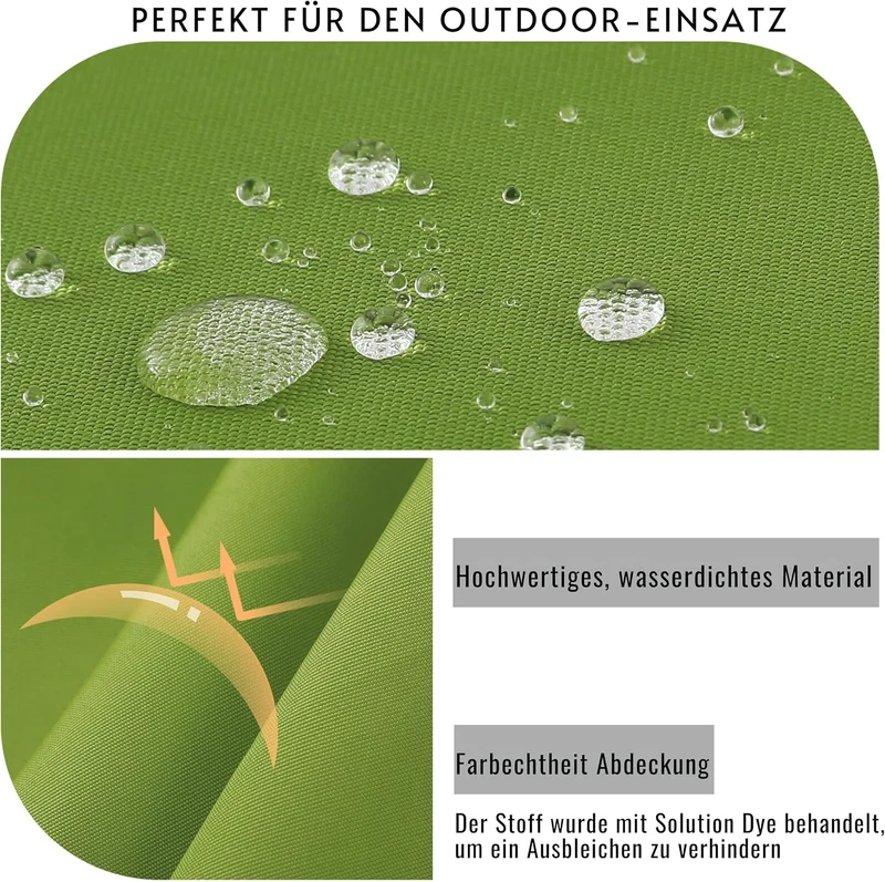 Outdoor Stuhlkissen 45x45, 2er Set mit Bändern, Apfelgrün | Wasserdichtes Sitzkissen mit Weicher Sch