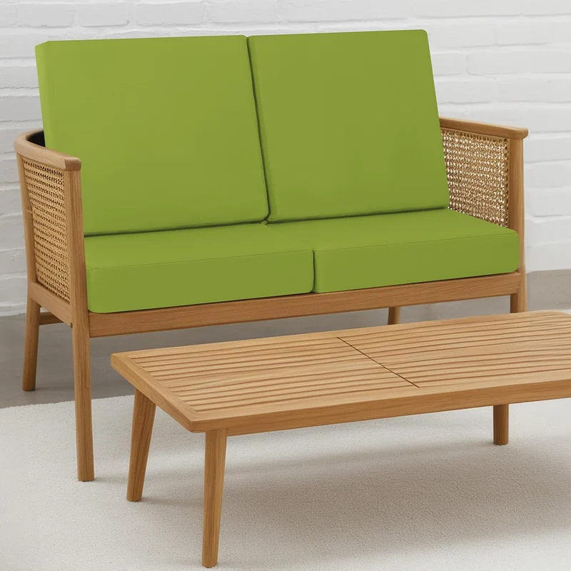 Outdoor Stuhlkissen 45x45, 2er Set mit Bändern, Apfelgrün | Wasserdichtes Sitzkissen mit Weicher Sch