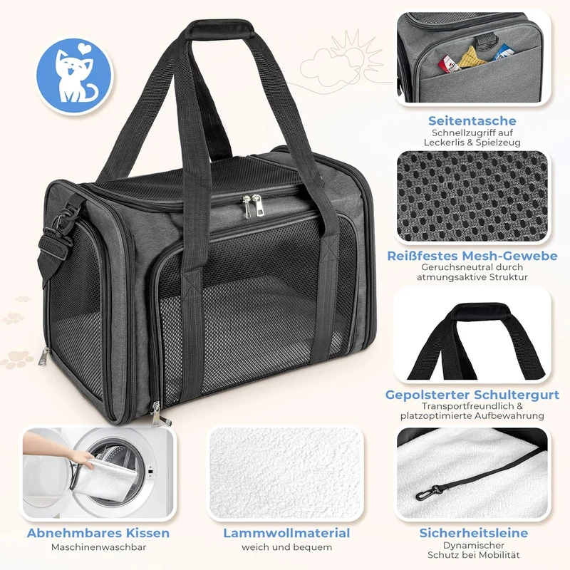 Transporttasche für Katze Hund, Hundetransportbox | Faltbare Katzentransportbox,5kg Katzen Hunde Tra