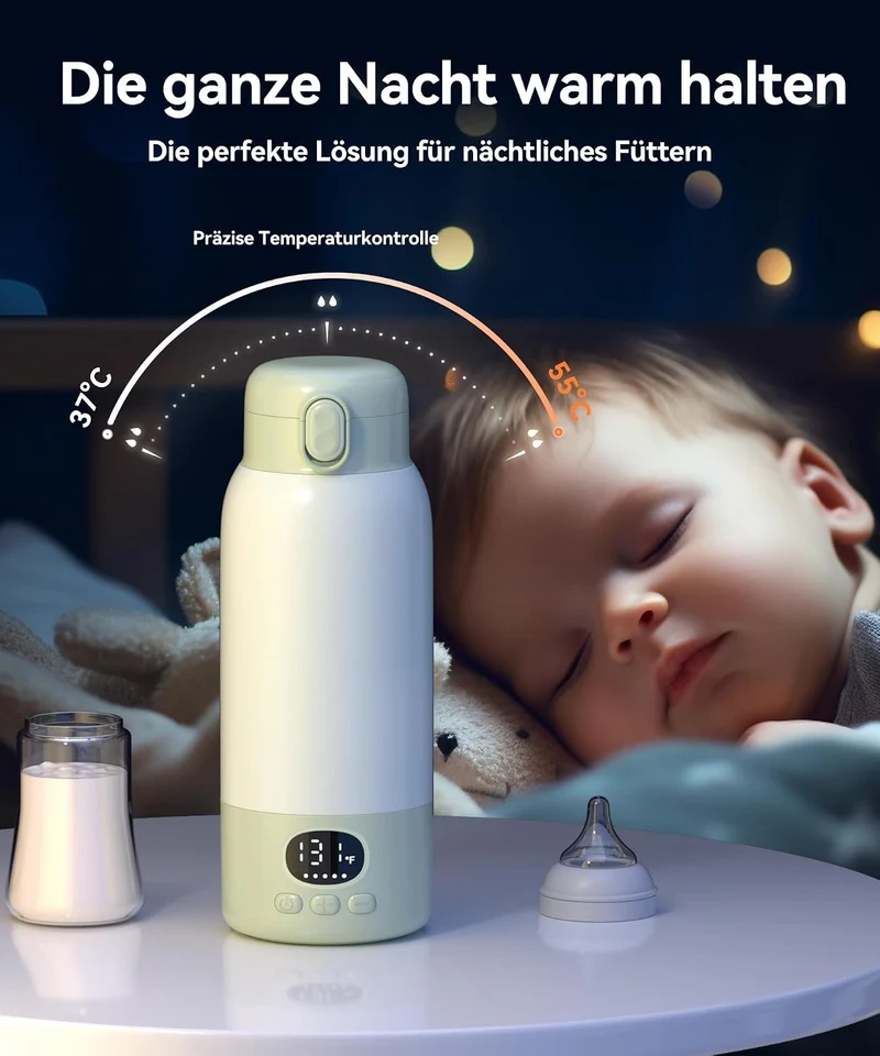 Flaschenwärmer Baby unterwegs Kabellos, Schneller Erwärmer 500 ml | Präzise Temperaturregelung, 316