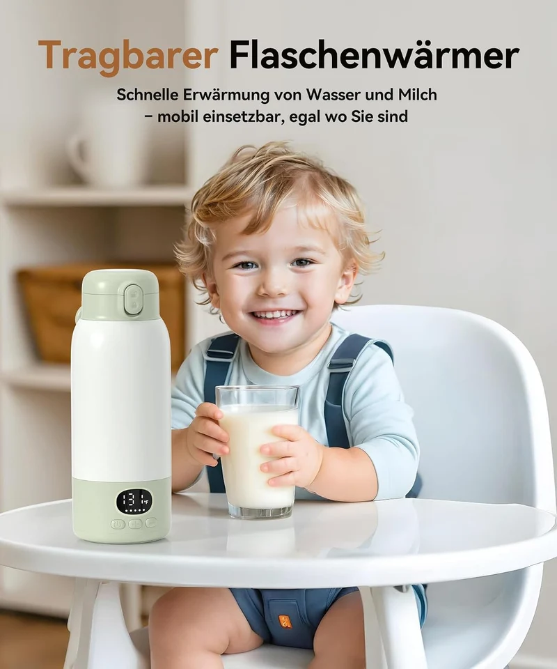 Flaschenwärmer Baby unterwegs Kabellos, Schneller Erwärmer 500 ml | Präzise Temperaturregelung, 316