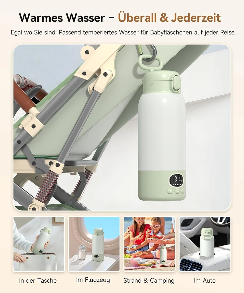 Flaschenwärmer Baby unterwegs Kabellos, Schneller Erwärmer 500 ml | Präzise Temperaturregelung, 316