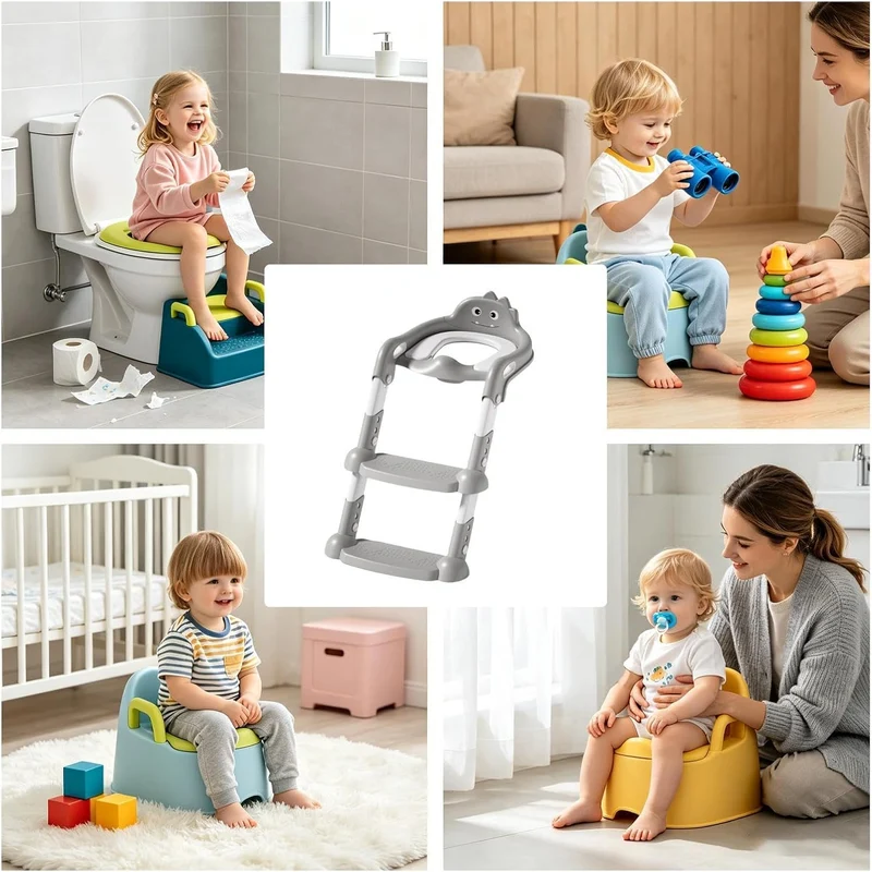 Kinder Töpfchen-Sitz für Toilette Rutschhemmend, zusammenklappbar, | Toilettentrainingssitz Mit Leit