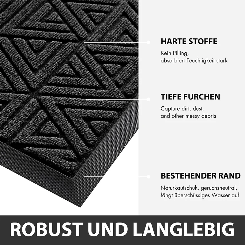 Yimobra Fussmatte für den Aussenbereich, strapazierfähige und langlebige Eingangsmatte für den Ausse