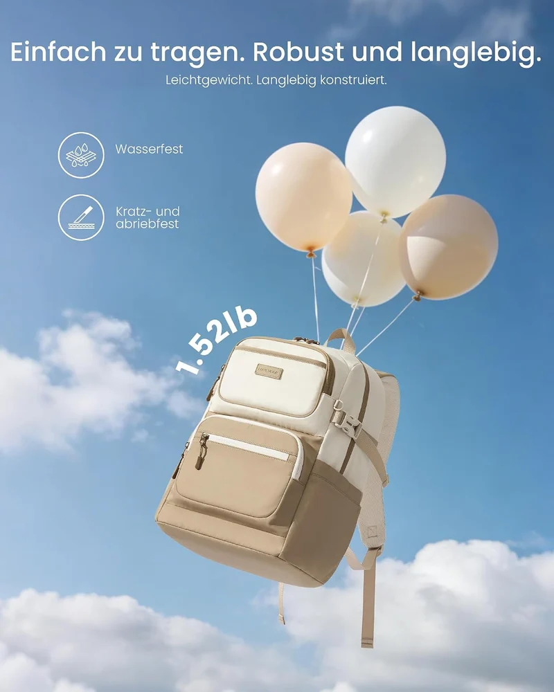 LOVEVOOK Rucksack Damen, 17,3 Zoll Schulrucksack Teenager mit Grossem Fach | Wasserdicht Schulranzen