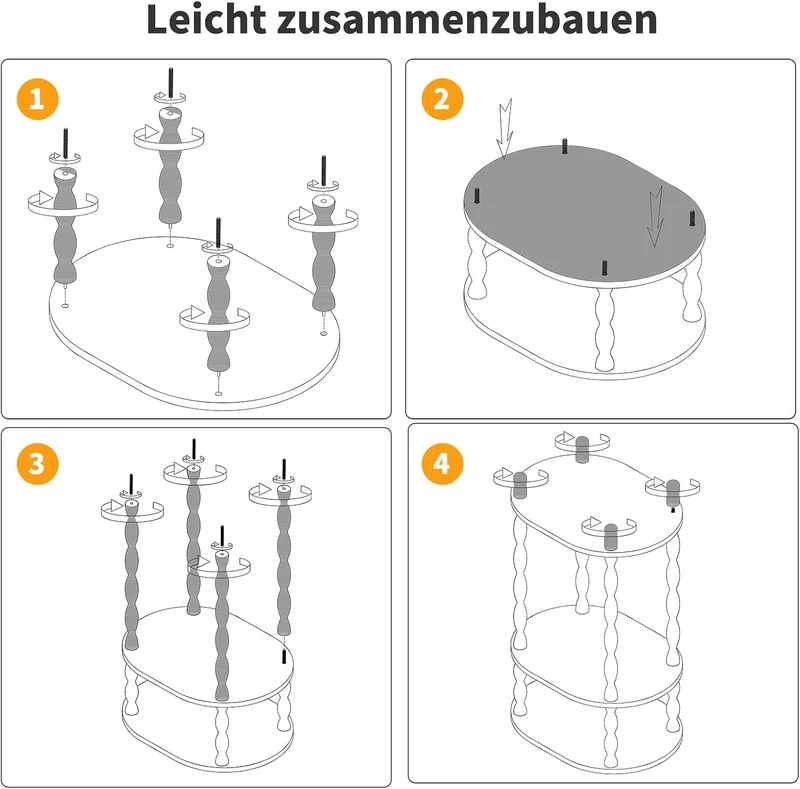 Aibiju Beistelltisch mit Massivholzbeinen, dreistufiger ovaler Beistelltisch mit Ablagefach, Nachtti