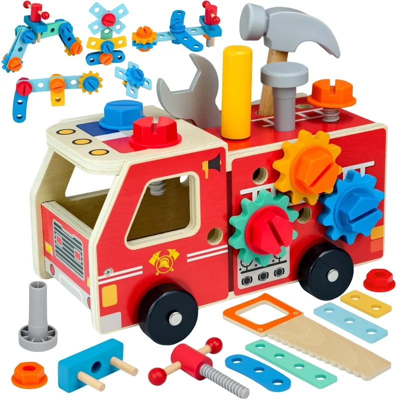 Werkzeugkoffer Kinder, Montessori Werkzeug Holzspielzeug Spielzeug ab 3 4 5 | Werkzeug Holz Motoriks