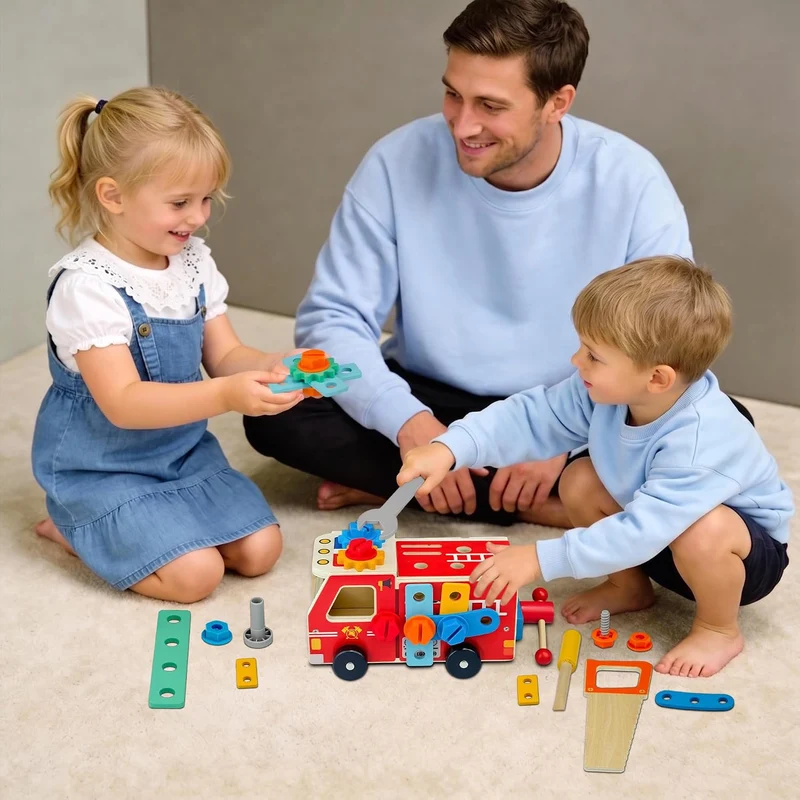 Werkzeugkoffer Kinder, Montessori Werkzeug Holzspielzeug Spielzeug ab 3 4 5 | Werkzeug Holz Motoriks