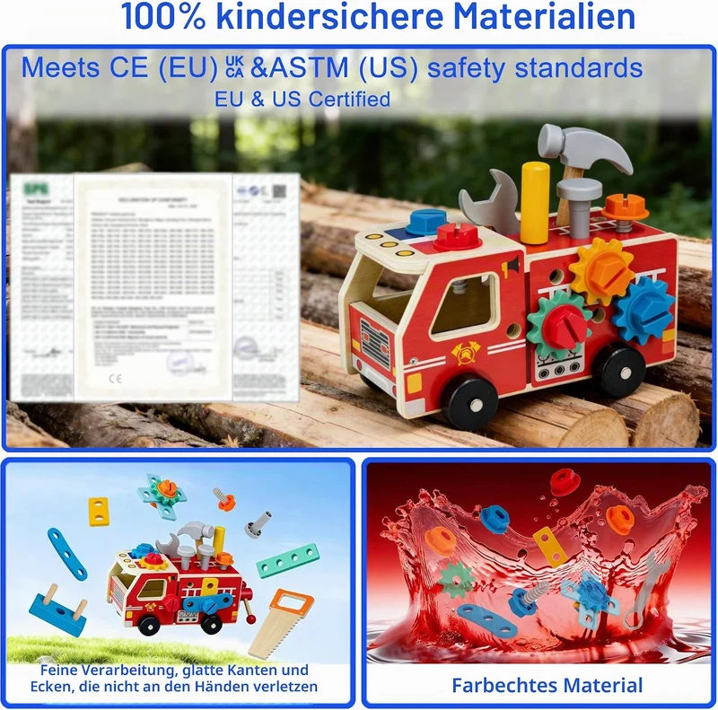 Werkzeugkoffer Kinder, Montessori Werkzeug Holzspielzeug Spielzeug ab 3 4 5 | Werkzeug Holz Motoriks