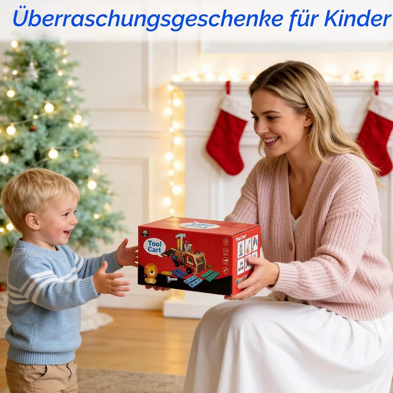 Werkzeugkoffer Kinder, Montessori Werkzeug Holzspielzeug Spielzeug ab 3 4 5 | Werkzeug Holz Motoriks