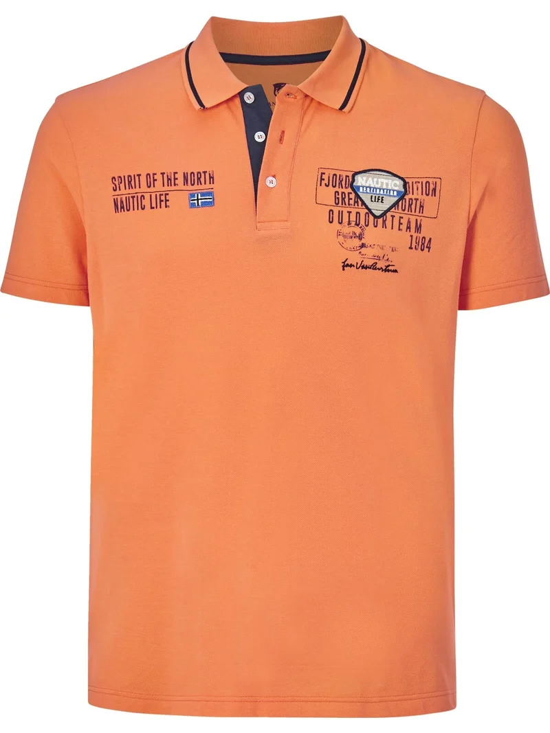 Jan Vanderstorm Herren Poloshirt Hallfred | kurzarm, Knopfleiste | Aufdruck| reine Baumwolle | gross