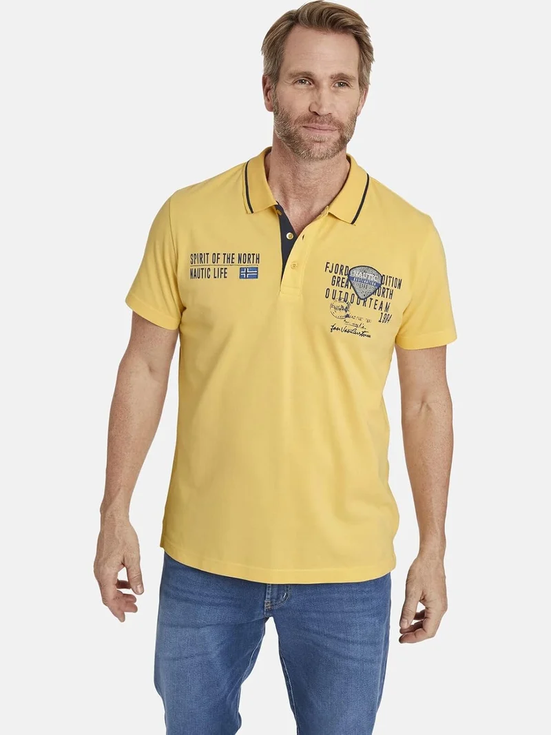 Jan Vanderstorm Herren Poloshirt Hallfred | kurzarm, Knopfleiste | Aufdruck| reine Baumwolle | gross