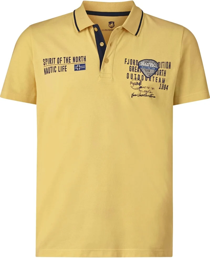 Jan Vanderstorm Herren Poloshirt Hallfred | kurzarm, Knopfleiste | Aufdruck| reine Baumwolle | gross