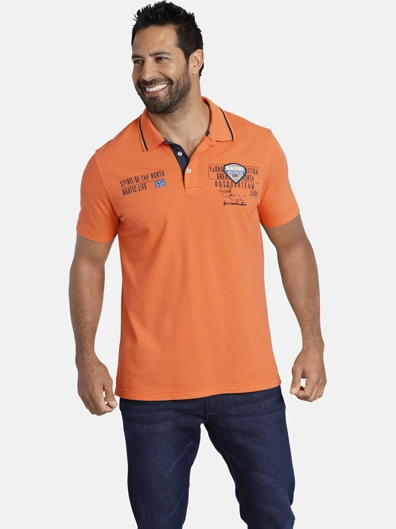 Jan Vanderstorm Herren Poloshirt Hallfred | kurzarm, Knopfleiste | Aufdruck| reine Baumwolle | gross