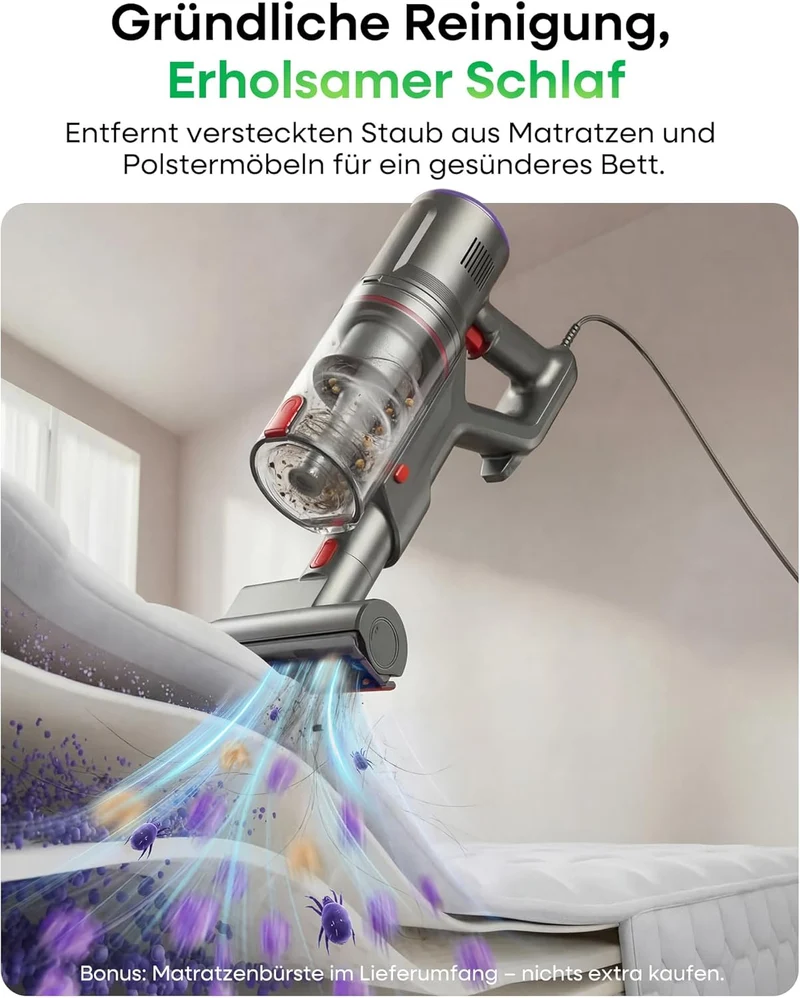 FAMIVAC Staubsauger mit Kabel, 65KPa & 600W Konstante Saugkraft, Staubsauger Beutellos mit Matratzen