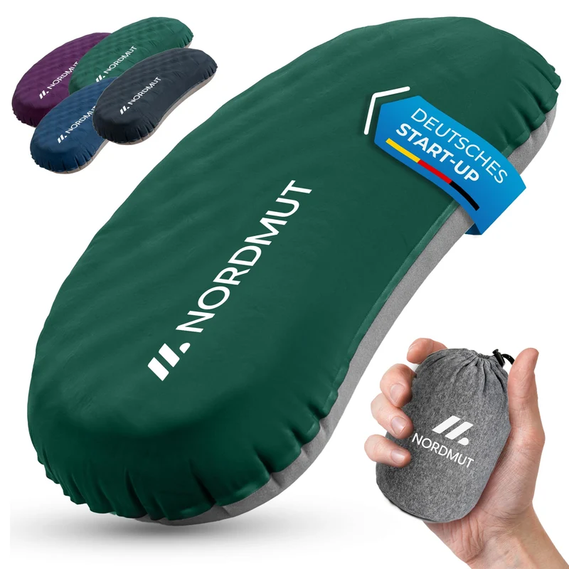 NORDMUT® Campingkissen aufblasbar [SoftSleep+] Komfortables Kissen Ultraleicht mit kleinem Packmass