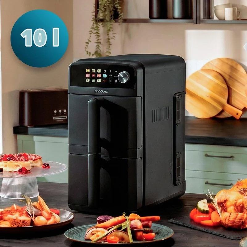 Cecotec Heissluftfritteuse Cecofry DuoLevel 10000, 2400 W, 10L | Heissluftfritteuse 2 Kammern mit 2x