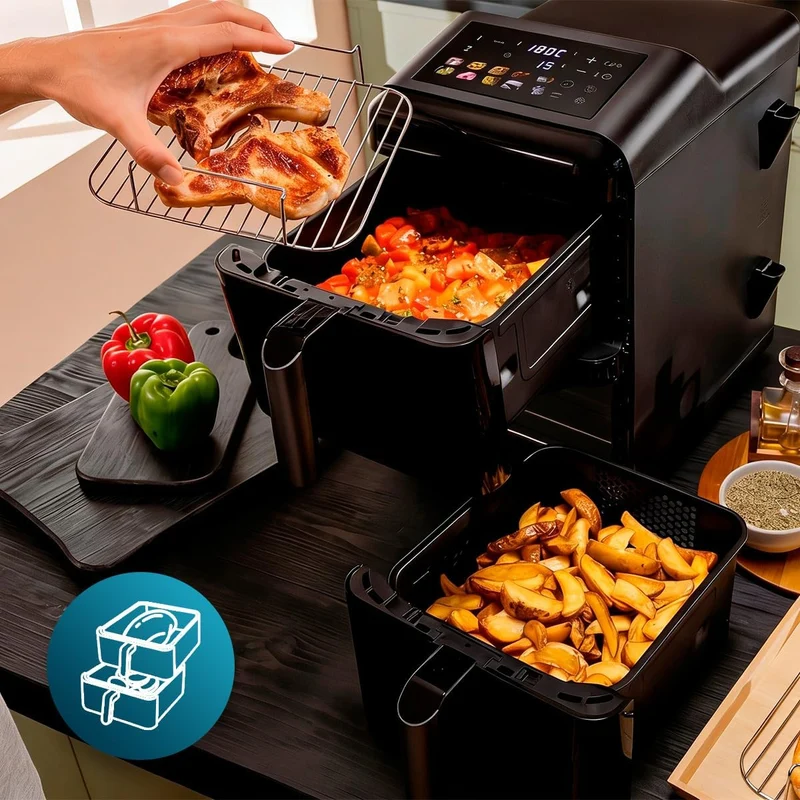 Cecotec Heissluftfritteuse Cecofry DuoLevel 10000, 2400 W, 10L | Heissluftfritteuse 2 Kammern mit 2x