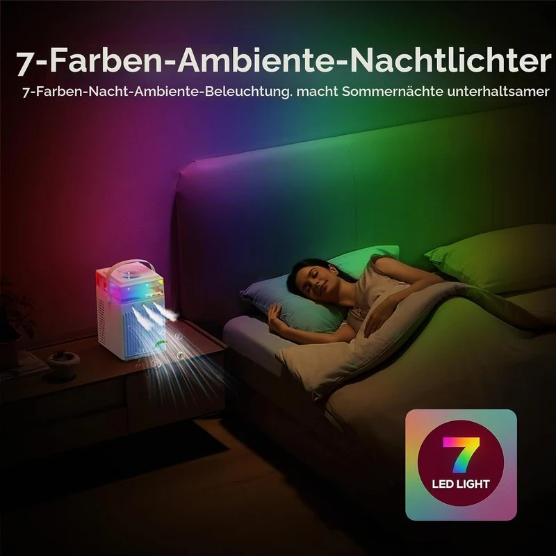 Mobile Klimaanlage, 5 in 1 Mini Klimagerät mit App-Steuerung, Persönlich Ventilator mit 800ml Wasset