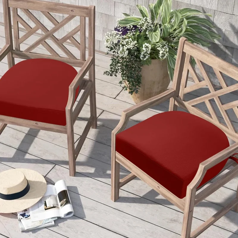 Sitzkissen Outdoor 40x40, 2er Set Wasserdicht mit Bändern | Wasserdichtes Stuhlkissen für Gartenmöbe