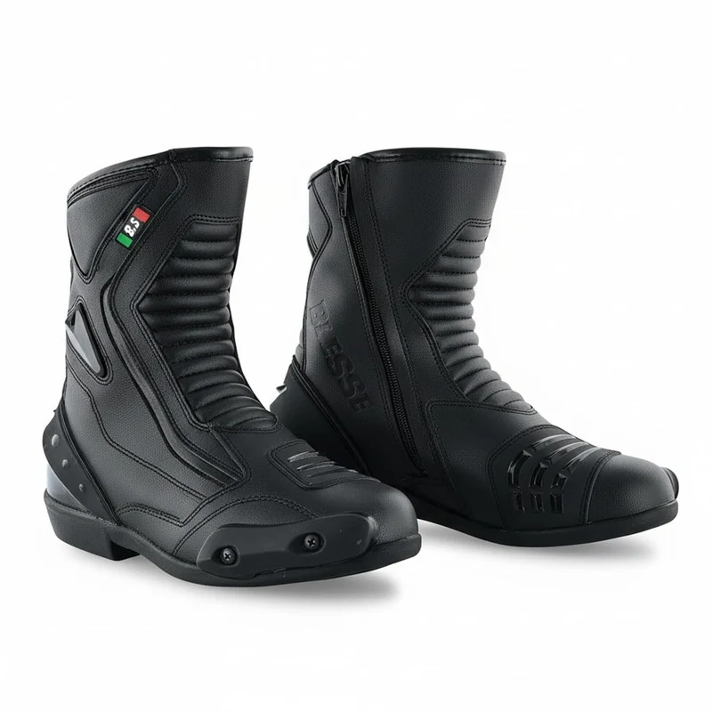 BI ESSE - Motorradschuhe aus Leder, wasserdicht, atmungsaktiv, Winterstiefel für Strasse, Knöchelsch
