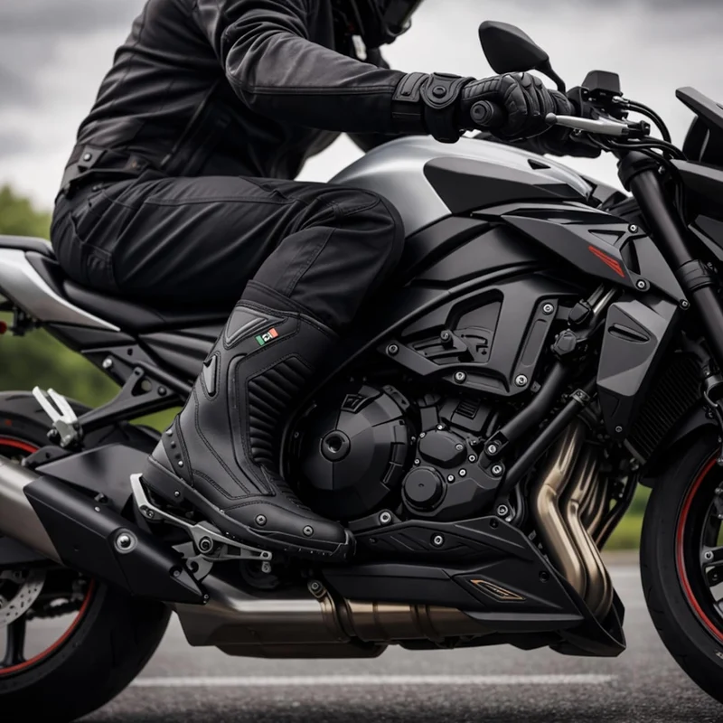 BI ESSE - Motorradschuhe aus Leder, wasserdicht, atmungsaktiv, Winterstiefel für Strasse, Knöchelsch