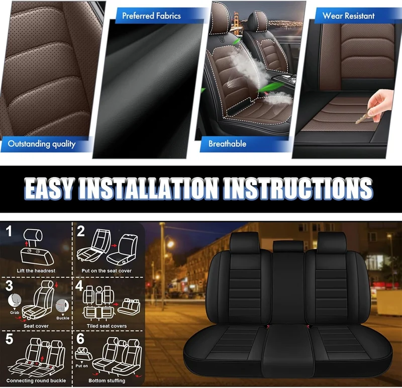 FIENZA Auto Sitzbezüge Set für MG MG 3SW, 5 Stück Sitzbezug Auto Set Rücksitz Leder Vordersitze Atmu