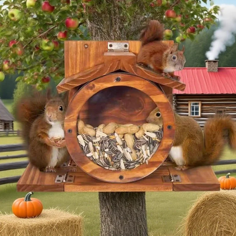 Eichhörnchen Futterstation Aus Holz Für Den Aussenbereich,Streifenhörnchen Futterstation Mit Belüftu