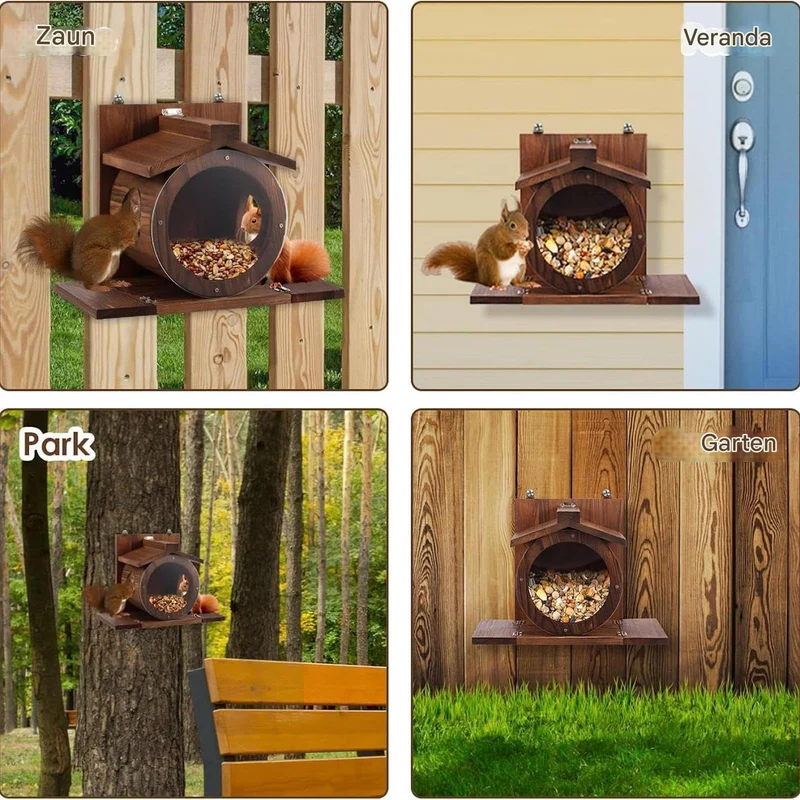 Eichhörnchen Futterstation Aus Holz Für Den Aussenbereich,Streifenhörnchen Futterstation Mit Belüftu