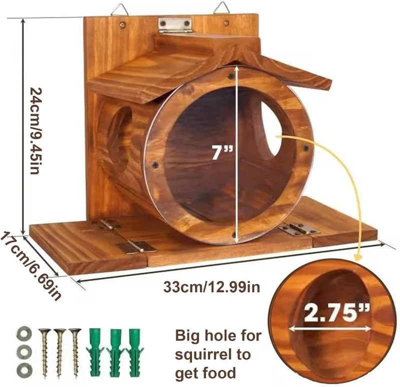 Eichhörnchen Futterstation Aus Holz Für Den Aussenbereich,Streifenhörnchen Futterstation Mit Belüftu