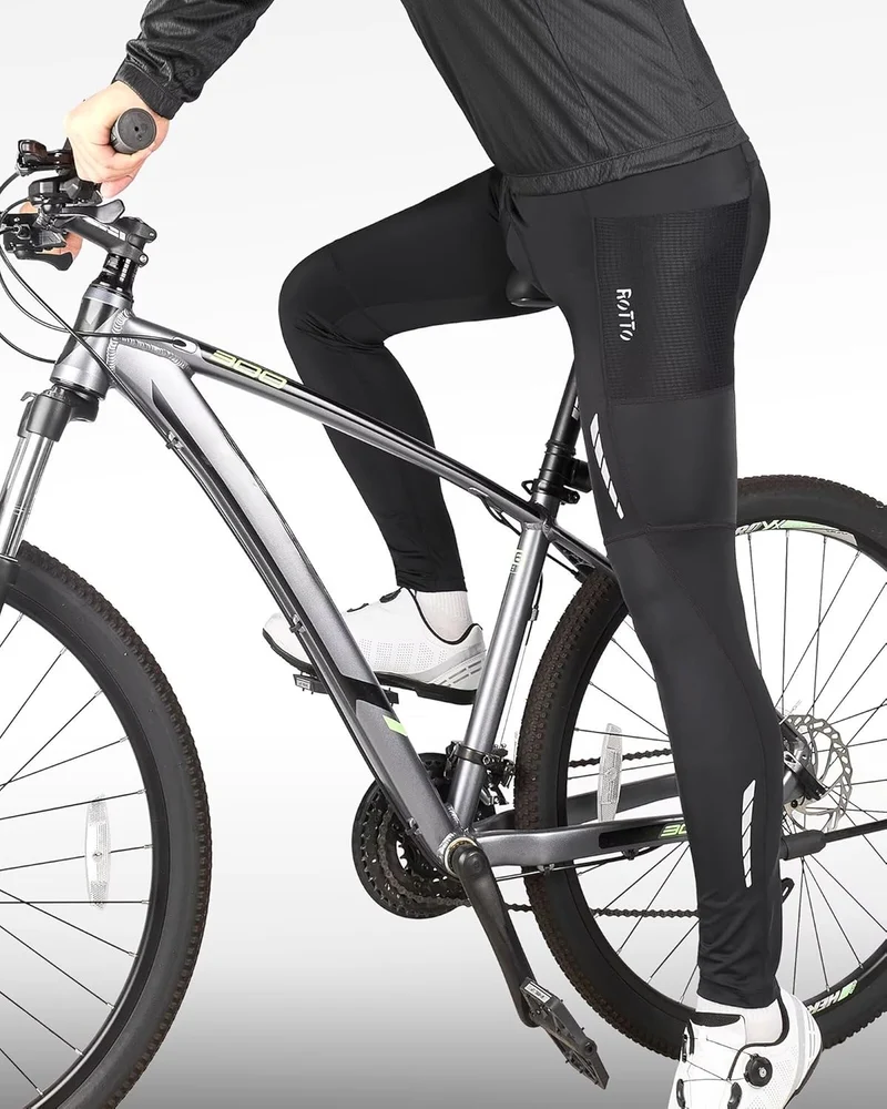 ROTTO Lange Radlerhose Herren Fahrradhose Gepolstert stossfeste Radhose Elastische Hosen Radfahren m