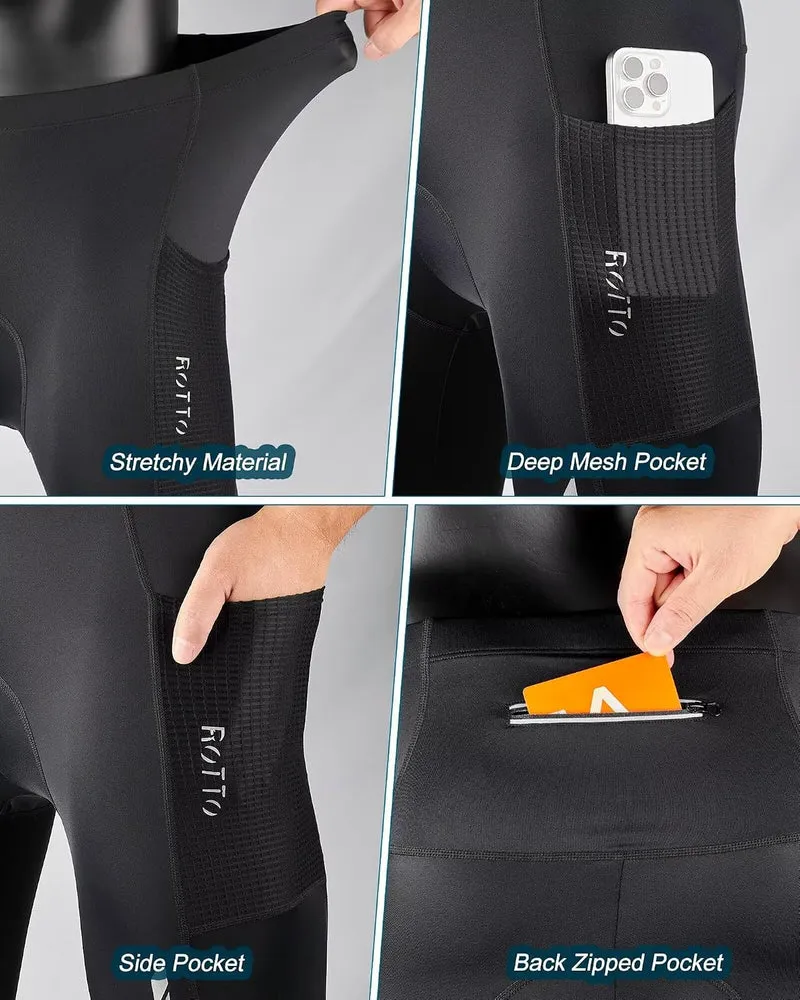 ROTTO Lange Radlerhose Herren Fahrradhose Gepolstert stossfeste Radhose Elastische Hosen Radfahren m