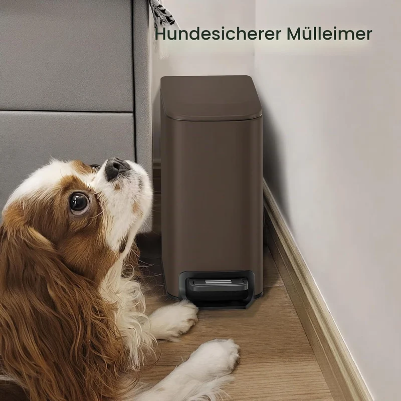 Cesun Badezimmer-Mülleimer mit Deckel, klein, sanft schliessend, Trittpedal, 6 Liter, Edelstahl-Müll