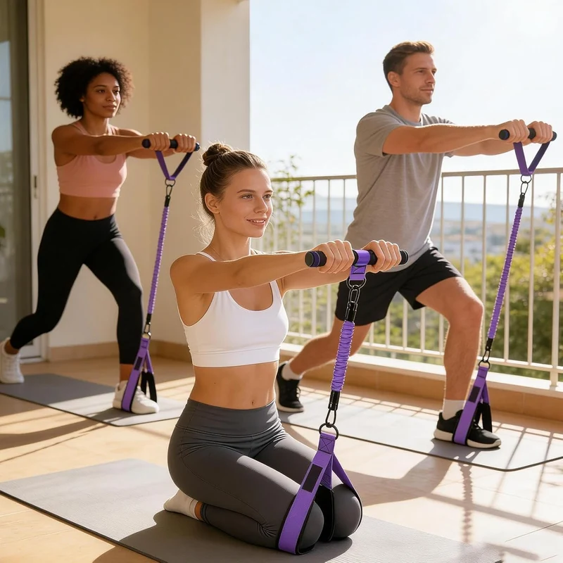 Elastic Pedal Puller - Yoga Leg Trainer with Comfortable Handle, Multi-Functional Exercise Tool for