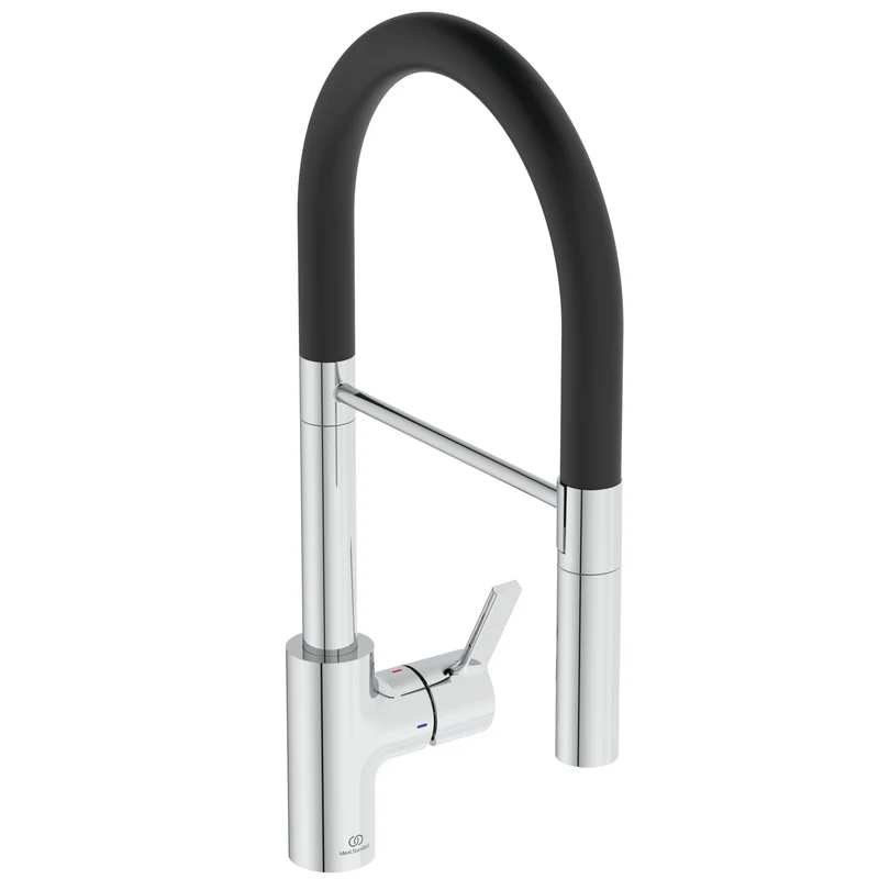 Ideal Standard – Gusto Küchenarmatur, Semi-Professional, mit 2-Funktionshandbrause an Silikonschlauc