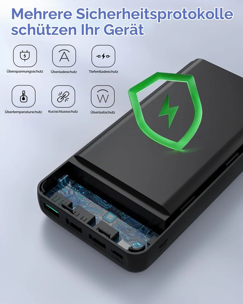 Power Bank 60000 mAh Grosse kapazitäten, USB C 22.5W Schnellladung | 4 Ausgängen und 2 Eingängen Ext
