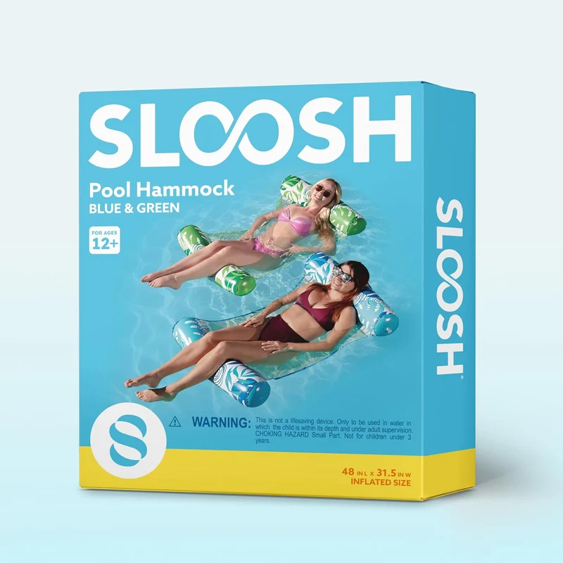 Sloosh 2 Packungen Hängematte Pool Floats Erwachsene, 4 in 1 Mehrzweck Aufblasbare Pool Floats PVC W