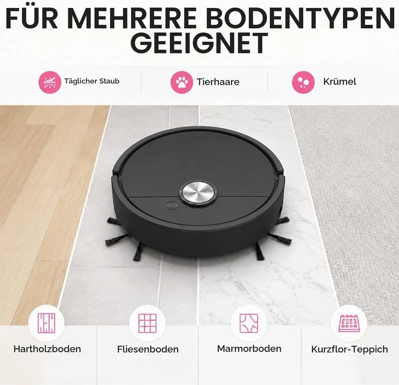 Mini Saugroboter, Mini staubsauger Roboter, Kleiner Saugroboter, Staubsaugerroboter für Auto, 3-in-1