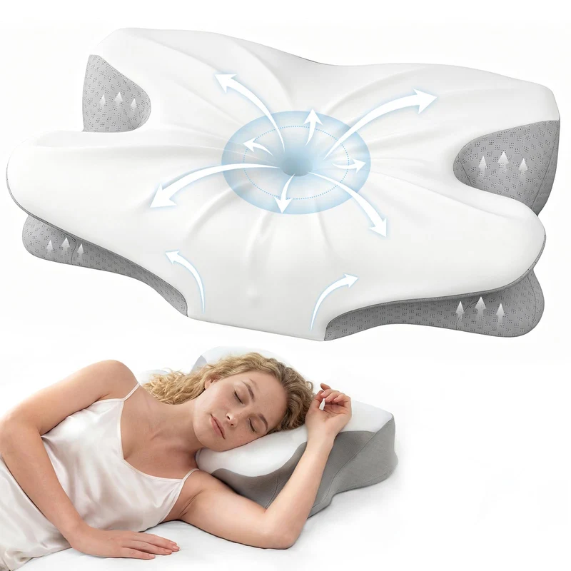 Orthopädisches Nackenkissen aus Memory-Schaum, Ergonomisches Nackenstützkissen für optimalen Schlafk