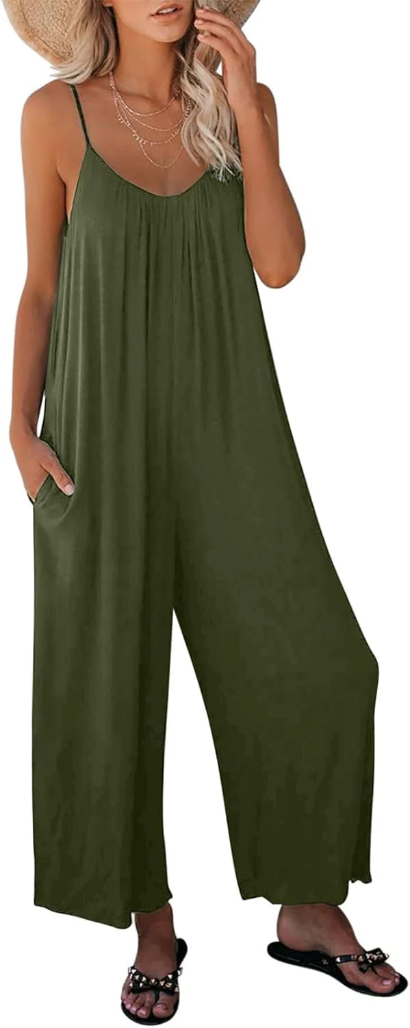 Dokotoo Damen Jumpsuit Ärmellos Jumpsuit Casual Overall Sexy Hosenanzug V-Ausschnitt Playsuit Sommer