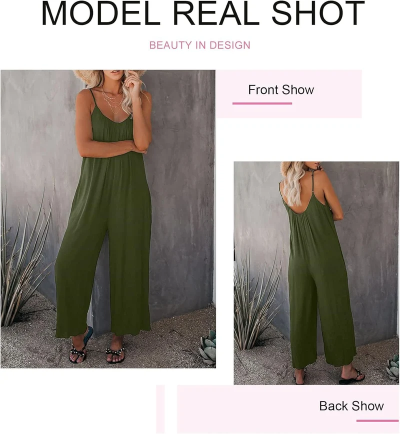 Dokotoo Damen Jumpsuit Ärmellos Jumpsuit Casual Overall Sexy Hosenanzug V-Ausschnitt Playsuit Sommer