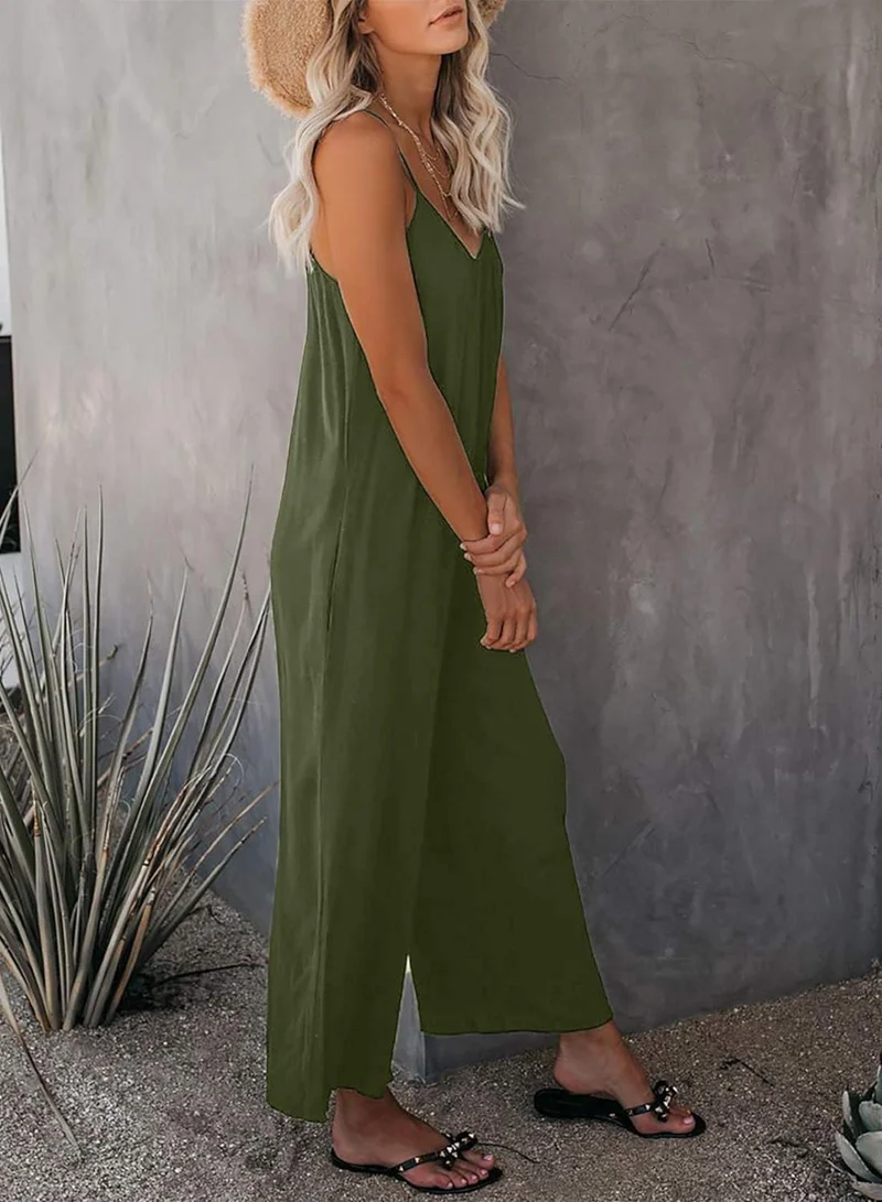 Dokotoo Damen Jumpsuit Ärmellos Jumpsuit Casual Overall Sexy Hosenanzug V-Ausschnitt Playsuit Sommer