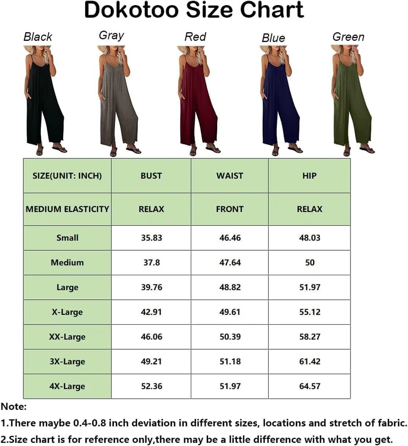 Dokotoo Damen Jumpsuit Ärmellos Jumpsuit Casual Overall Sexy Hosenanzug V-Ausschnitt Playsuit Sommer