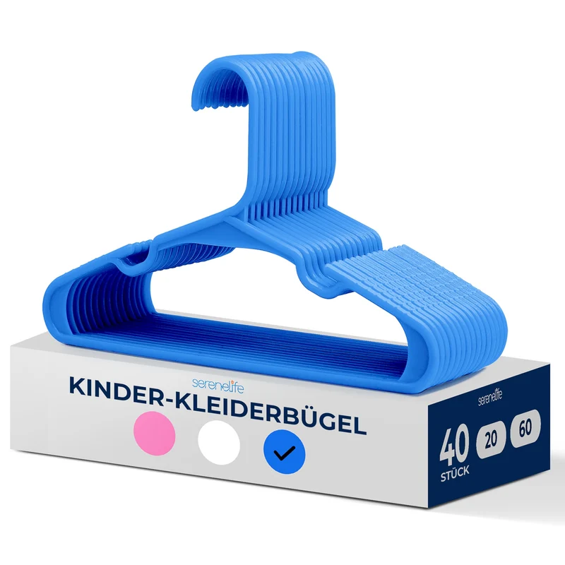 SereneLife Kinderkleiderbügel 40er Set – Kleiderbügel Kinder & Baby Kleiderbügel Kunststoff & rutsch