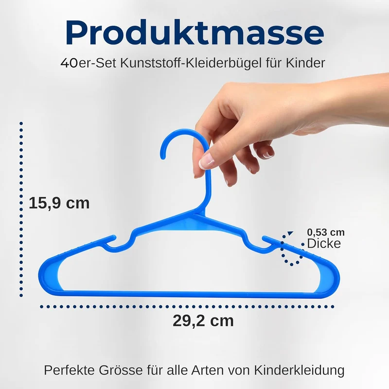 SereneLife Kinderkleiderbügel 40er Set – Kleiderbügel Kinder & Baby Kleiderbügel Kunststoff & rutsch