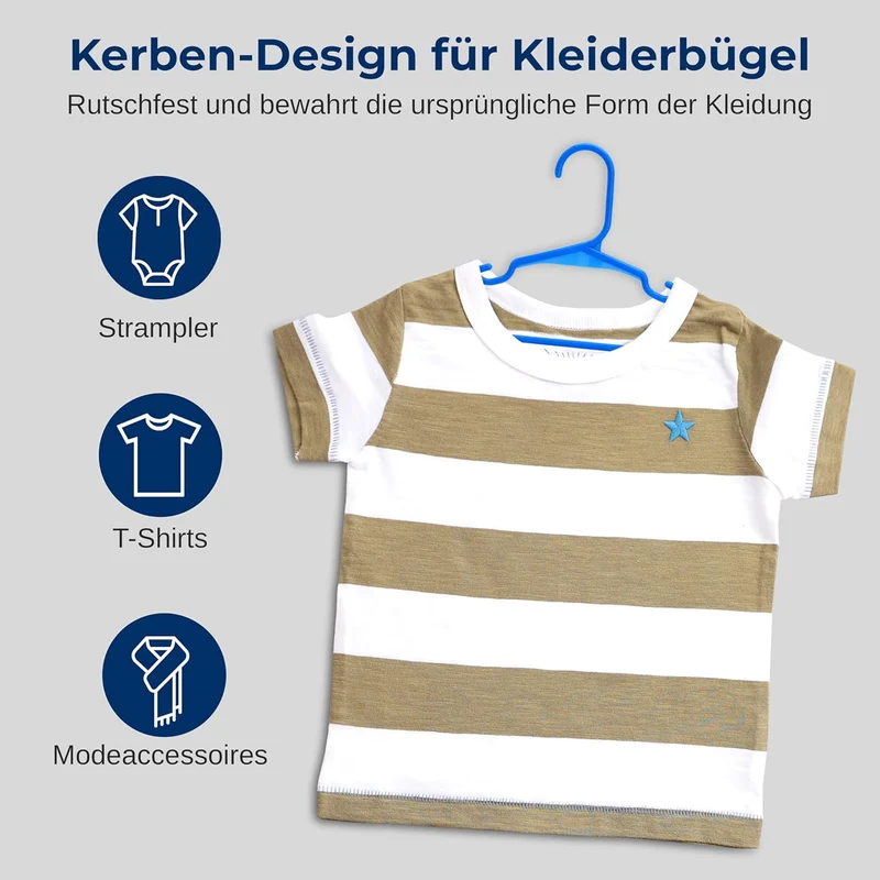 SereneLife Kinderkleiderbügel 40er Set – Kleiderbügel Kinder & Baby Kleiderbügel Kunststoff & rutsch