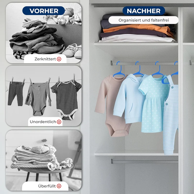 SereneLife Kinderkleiderbügel 40er Set – Kleiderbügel Kinder & Baby Kleiderbügel Kunststoff & rutsch