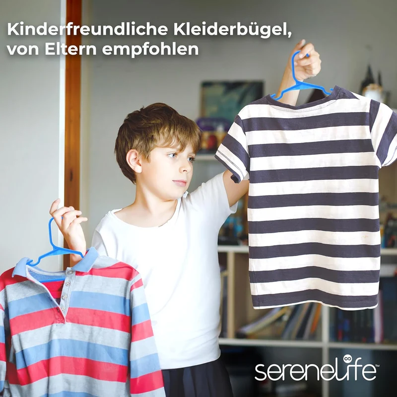 SereneLife Kinderkleiderbügel 40er Set – Kleiderbügel Kinder & Baby Kleiderbügel Kunststoff & rutsch