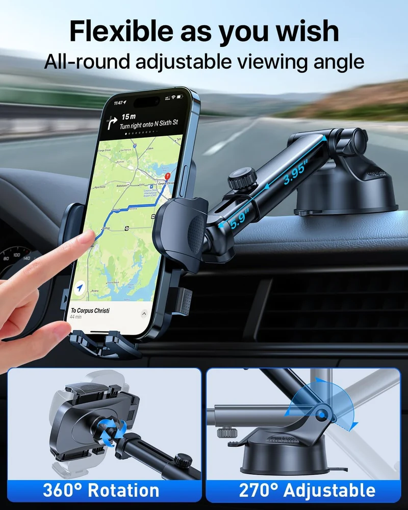 HTU【Militär-Klasse Handyhalterung Auto, 4 in 1 Handyhalter mit【Stärkst Saugnapf & Clip】 Tragfähigkei
