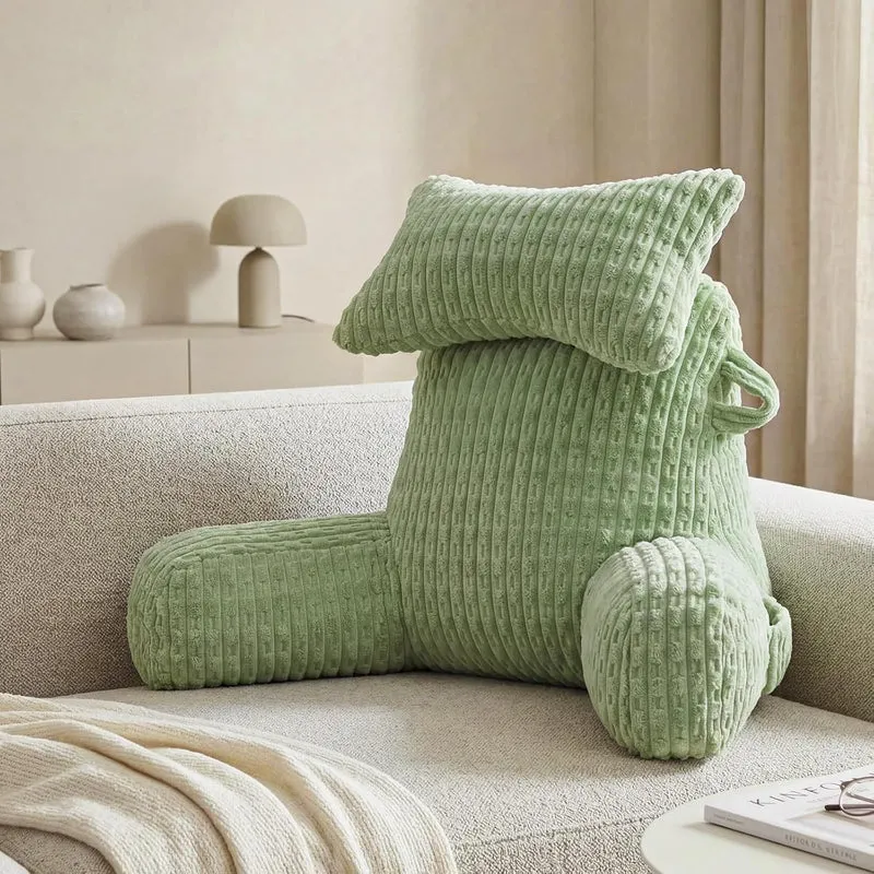 SLIGUY Lesekissen zum Sitzen im Bett Couch Erwachsene, Rückenkissen mit Taschen, Rückenkissen für Er